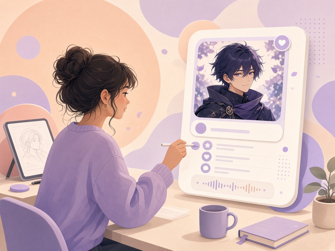 A person creating and customizing their own fictional character